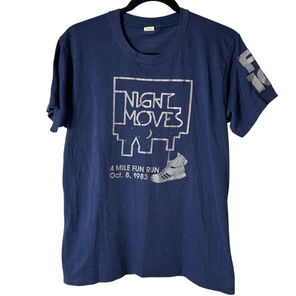 Vintage 1983 Screen Stars Night Moves Fun Run Tee USA Single Stitch Large - Picture 2 of 9